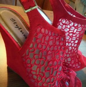 Red Wedge High Heels- 7.5